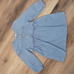 Baby Girl Long Sleeve Button Chambray Cotton Denim Dress 12-18